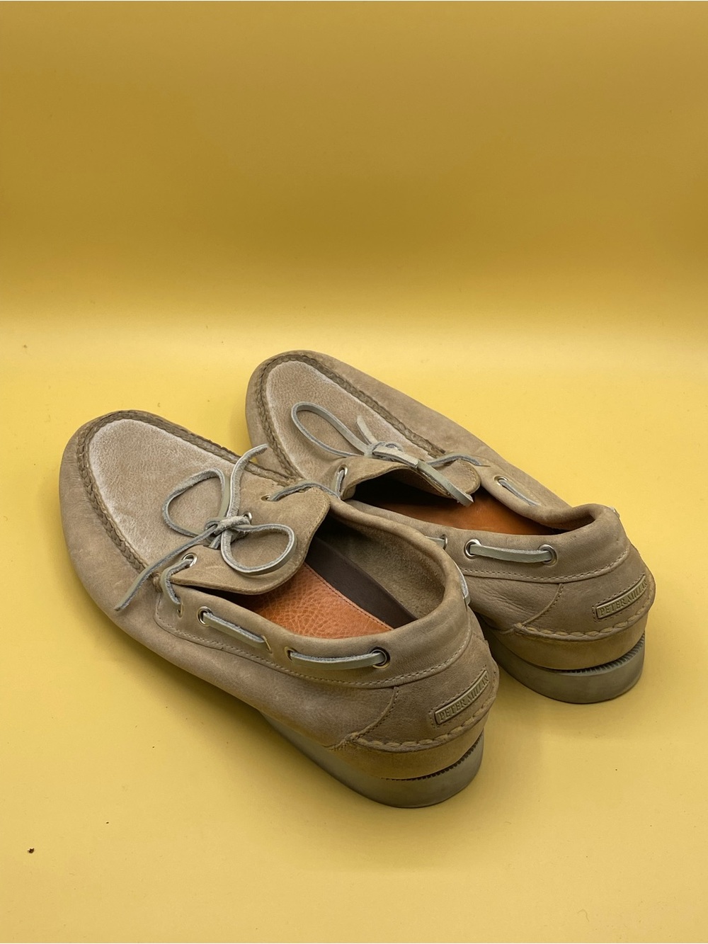 Peter Millar Men's Suede Boat Shoes in Beige - Picture 3 of 4